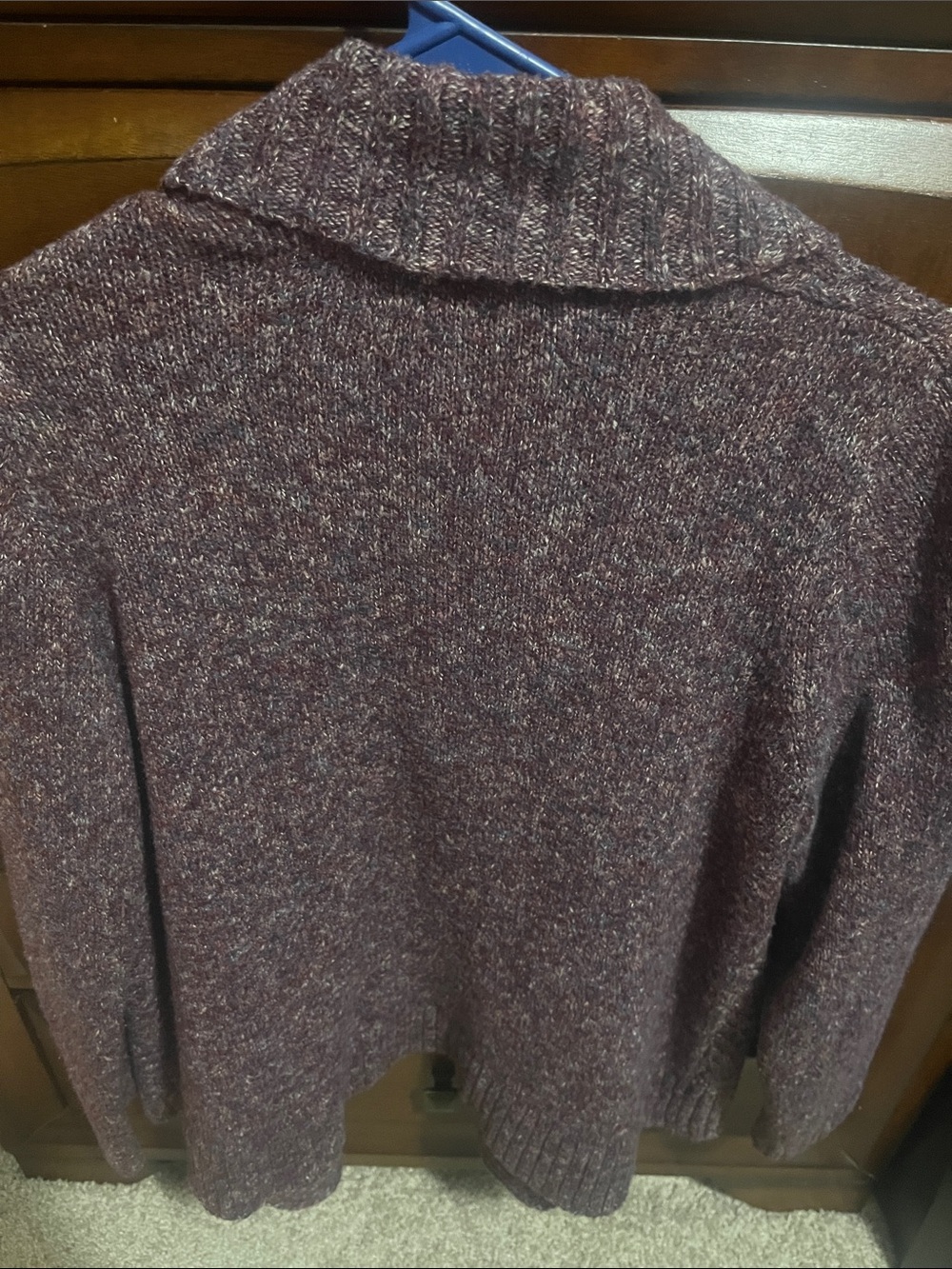 croft & barrow Marled Wine Shawl-Collar Open-Front Cardigan - Picture 3 of 4